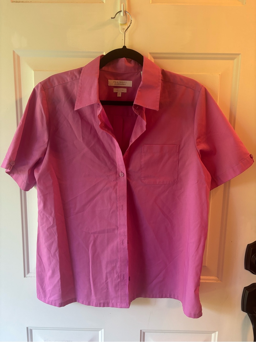 Foxcroft Short-Sleeve Button Down Shirt in Pink